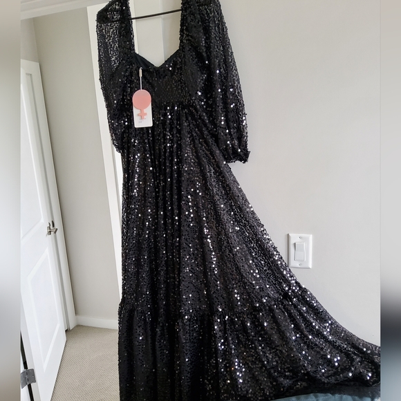 Selkie Black Princess Sequin Gown - Picture 15 of 16